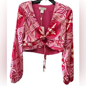 Caroline Constas Designer Vibrant Geometric Colorful Hippie Retro Top Nwt sz S